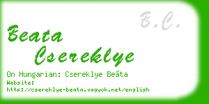 beata csereklye business card